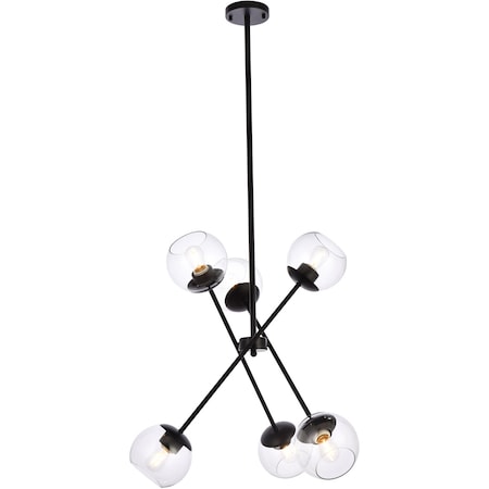 Axl 24 Inch Pendant In Black With Clear Shade